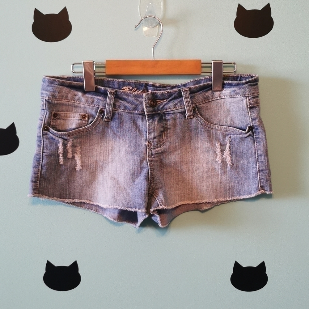 𝅺Blue Asphalt Jean Shorts Distressed 7